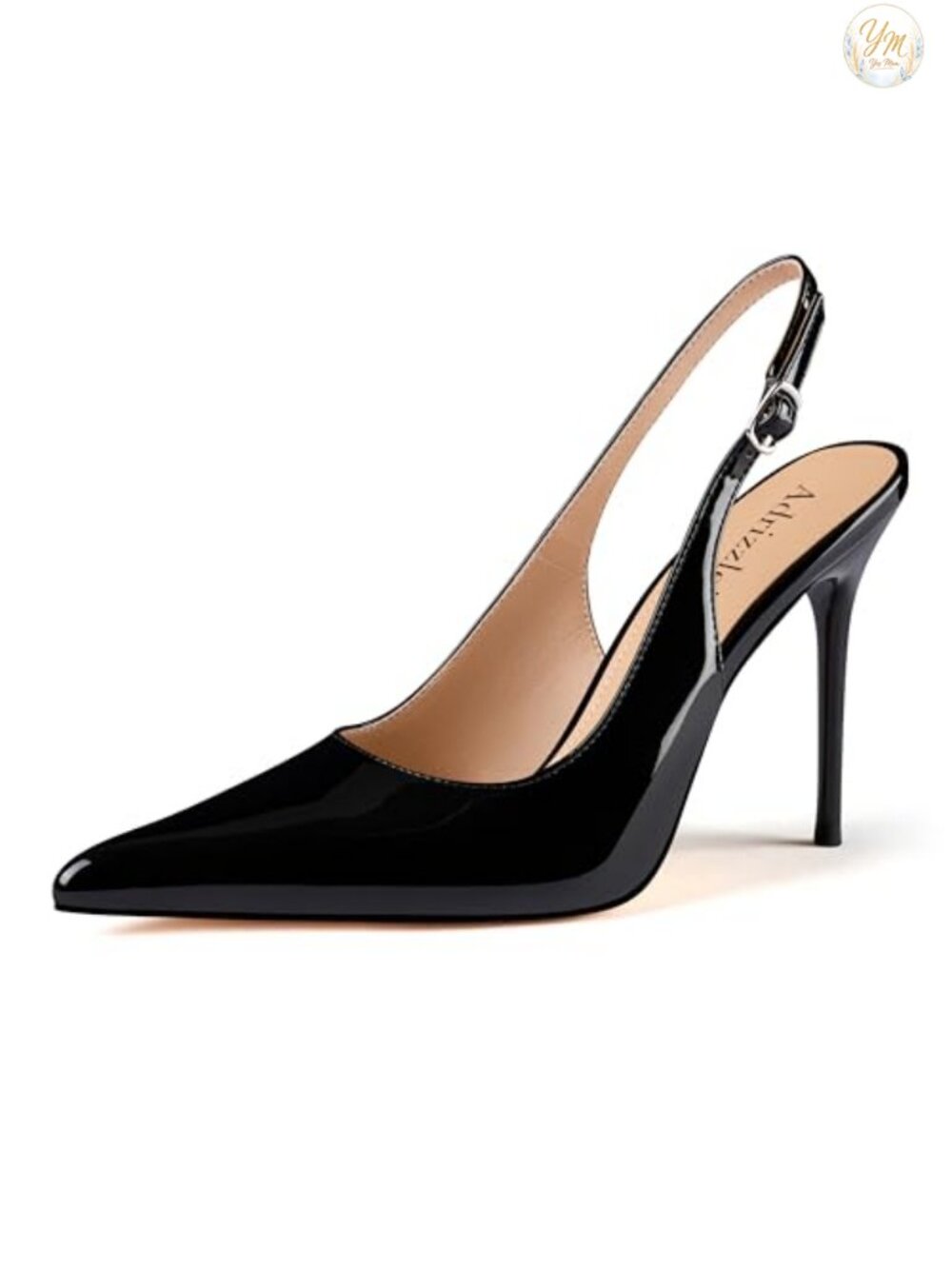 Slingback Heels for Women Stiletto High Heels 4 Inch Pointed Toe Pumps Patent